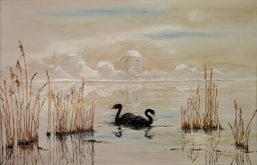 Peinture intitulée "Black Swan" par Jan Schurzmann, Œuvre d'art originale, Huile