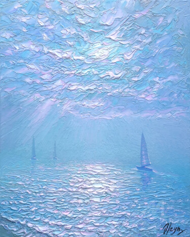 Painting titled "Waves of Passion" by Dmitry Oleyn, Original Artwork, Oil Mounted on Wood Stretcher frame