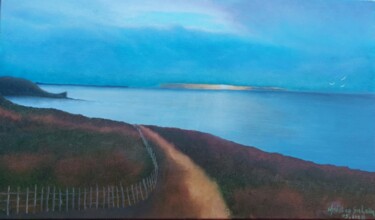 Peinture intitulée "pointe du groin  GR…" par Christian Salaun, Œuvre d'art originale, Huile Monté sur Châssis en bois