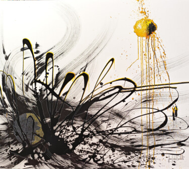 绘画 标题为“JAUNES CERTITUDES” 由Jean-Humbert Savoldelli, 原创艺术品, 丙烯 安装在木质担架架上