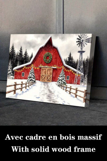 Printmaking titled "Rustic Farmhouse Wi…" by Jiang Hua Liang, Original Artwork, Inkjet Mounted on Wood Stretcher frame