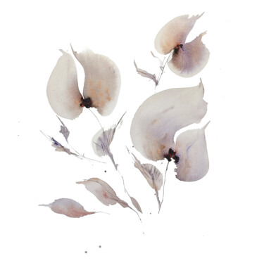 Painting titled "Abstract Lilac Butt…" by Tani Soul, Original Artwork, Watercolor