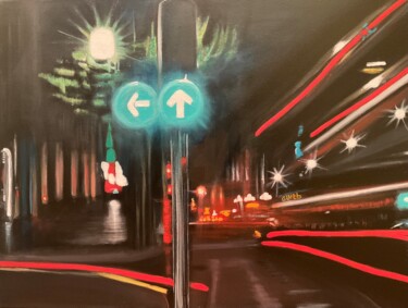 Painting titled "Dublin ,aston quay" by Gilbert Duchamp, Original Artwork, Acrylic Mounted on Wood Stretcher frame