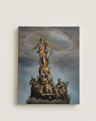 Schilderij getiteld "la Statue de la Rép…" door Sam Ben Raouda, Origineel Kunstwerk, Olie