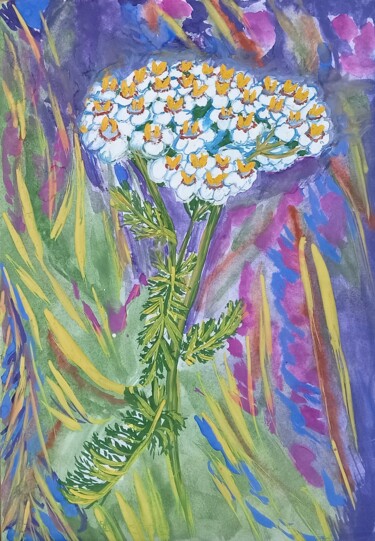 Rysunek zatytułowany „Wildflower Study” autorstwa Iren Eshi, Oryginalna praca, Akwarela