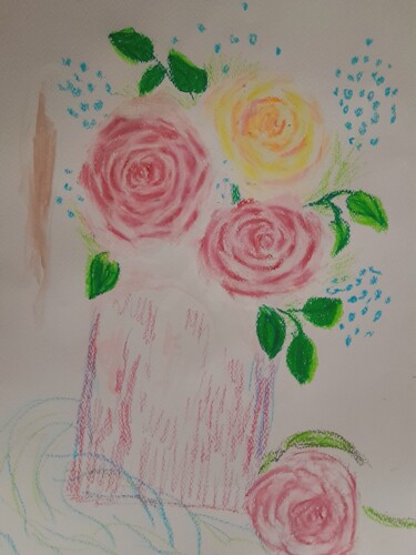 Painting titled "Roses💗" by Svitlo Lubovi, Original Artwork, Pastel