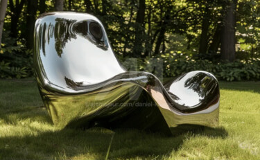 Γλυπτική με τίτλο "Model2 Couch" από Daniel Kei Wo, Αυθεντικά έργα τέχνης, Από ανοξείδωτο χάλυβα