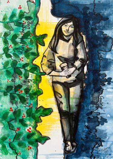 Peinture intitulée "Abstract Art. Peopl…" par Vladlena Voss, Œuvre d'art originale, Aquarelle