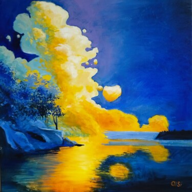 Painting titled "Sunset Radiance - B…" by Larisa Sidorova (Alsi), Original Artwork, Oil Mounted on Wood Stretcher frame
