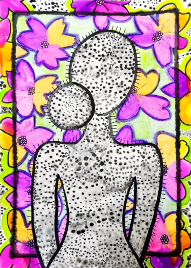 绘画 标题为“Mujer de piedra y p…” 由Kar Sánchez, 原创艺术品, 水彩