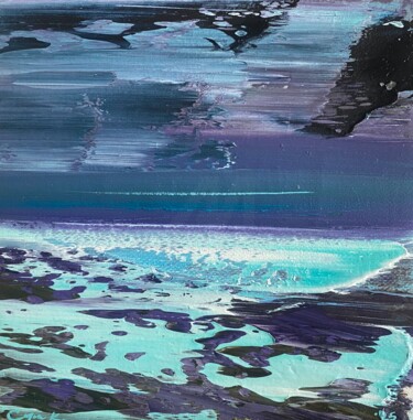 Painting titled "Marine texture." by Katsiaryna Sumarava, Original Artwork, Oil Mounted on Wood Stretcher frame