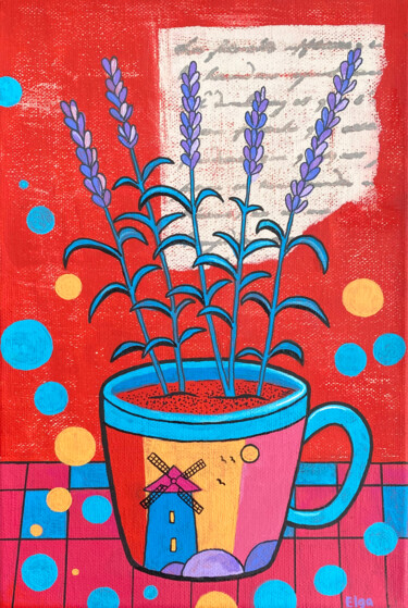 Painting titled "Bright pop art stil…" by Elga, Original Artwork, Acrylic Mounted on Wood Stretcher frame