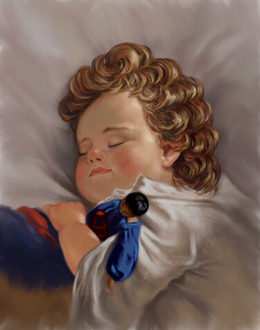 Painting titled "Картина маслом «Спя…" by Anya Anischenko, Original Artwork, Oil Mounted on Wood Stretcher frame