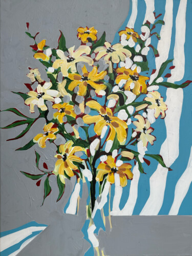 Painting titled "Yellow flower bouqu…" by Darina Komorowski, Original Artwork, Acrylic