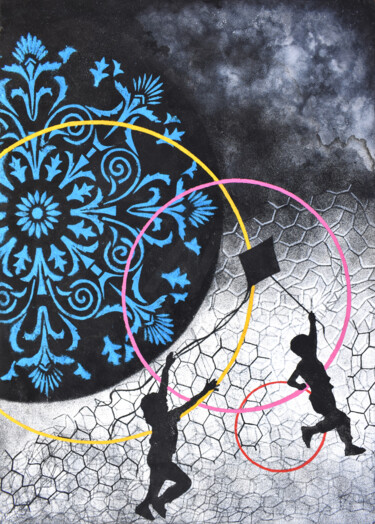 绘画 标题为“Chi segue e chi ins…” 由Milena Nicosia, 原创艺术品, 颜料 安装在木质担架架上