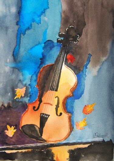 "VIOLON SAISON AUTOM…" başlıklı Tablo Clarence Paturel tarafından, Orijinal sanat, Suluboya
