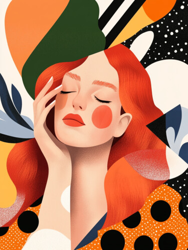 Digital portrait red-haired woman