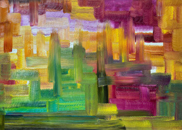 Peinture intitulée ""A House on a Hills…" par Evgeniya Minina Zhemi, Œuvre d'art originale, Huile Monté sur Châssis en bois