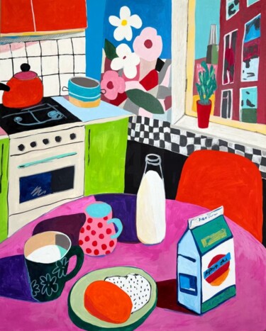 Painting titled "Morning Milk Carton…" by Sasha Robinson, Original Artwork, Acrylic