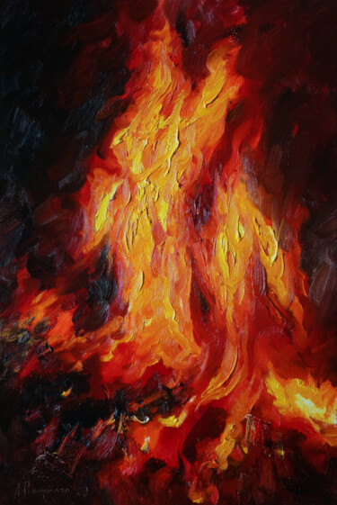Pintura titulada "Bonfire" por Adlexe Aleksej Panfilov, Obra de arte original, Oleo Montado en Bastidor de camilla de madera