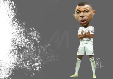 Digital Arts titled "Mbappé kilian" by Michel Fourgon, Original Artwork, Digital Painting