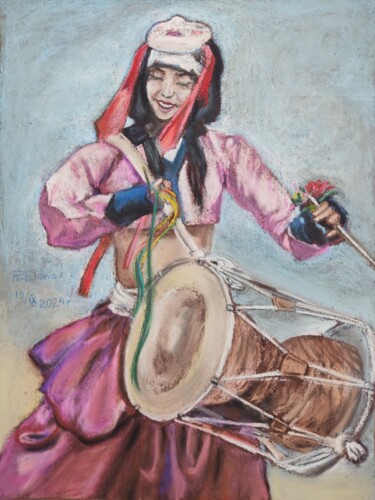 Painting titled "Merry dance by a yo…" by Elena Povolokina (PovElena), Original Artwork, Pastel