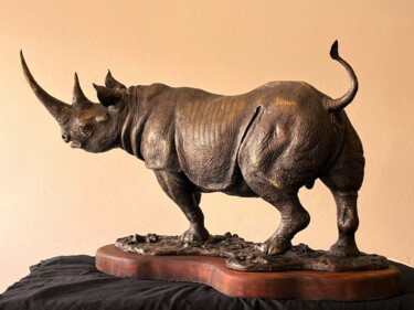 Sculptuur getiteld "Black Rhino II  Bro…" door Brandon Borgelt, Origineel Kunstwerk, Bronzen