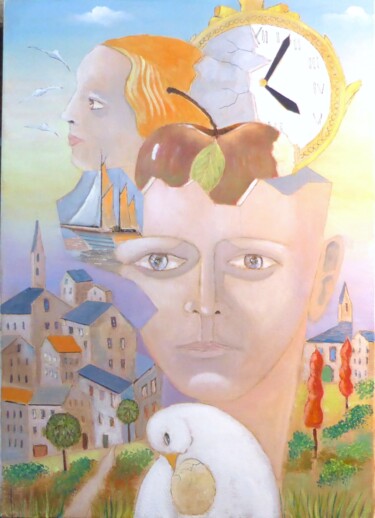 "le bonheur" başlıklı Tablo Jean-Michel Yon tarafından, Orijinal sanat, Petrol Ahşap Sedye çerçevesi üzerine monte edilmiş