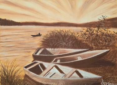 "BOATS" başlıklı Tablo Rina Ray tarafından, Orijinal sanat, Pastel