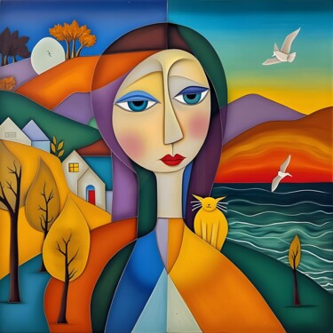 Arte digitale intitolato "Visioni di mare sin…" da Angelo Mazzoleni, Opera d'arte originale, Collage digitale