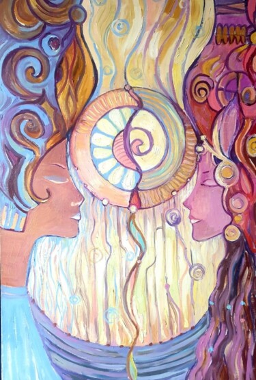 Painting titled "Arhat and Magerani" by Elena Korsunova, Original Artwork, Acrylic
