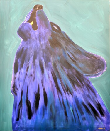 "Chien bleu" başlıklı Tablo Clara Vanderseypen tarafından, Orijinal sanat, Akrilik Ahşap Sedye çerçevesi üzerine monte edilm…