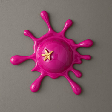 Malarstwo zatytułowany „Tomato Splat” autorstwa Sagrasse, Oryginalna praca, Żywica Zamontowany na Metal