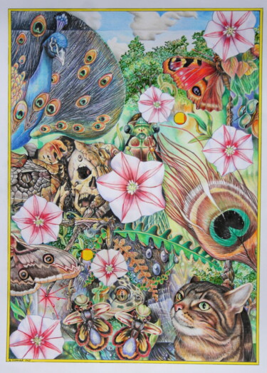 Dessin intitulée "Voir et revoir, une…" par Bernard Domange, Œuvre d'art originale, Crayon