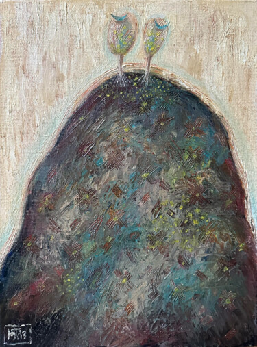 Peinture intitulée "My Blue Mountain." par Yuliya Pochynok (JJ Julia), Œuvre d'art originale, Huile Monté sur Châssis en bois