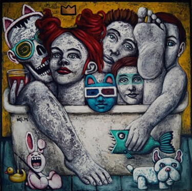 Ζωγραφική με τίτλο "Tout corps plongé..." από Nicolas Monjo, Αυθεντικά έργα τέχνης, Ακρυλικό Τοποθετήθηκε στο Ξύλινο φορείο…