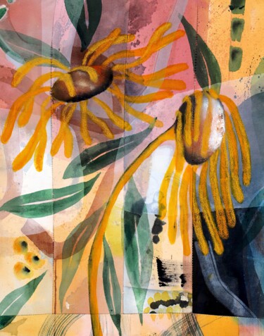 Painting titled "Whispers of sunlight" by Poonam Choudhary, Original Artwork, Acrylic Mounted on Wood Stretcher frame