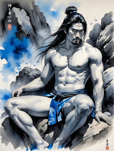 Arts numériques intitulée "The Samurai And The…" par Daniel Arrhakis, Œuvre d'art originale, Peinture numérique