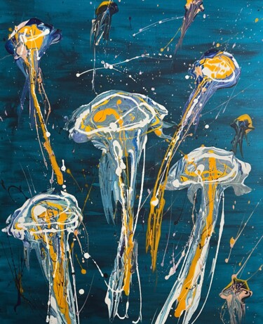 "Van Gogh jellyfish" başlıklı Tablo Lorenzo Bulin tarafından, Orijinal sanat, Akrilik Ahşap Sedye çerçevesi üzerine monte ed…