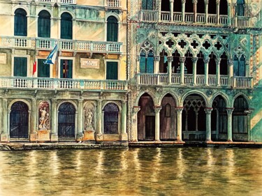 Malerei mit dem Titel "Venezia 34, Palazzo…" von Rüdiger Eggers, Original-Kunstwerk, Aquarell