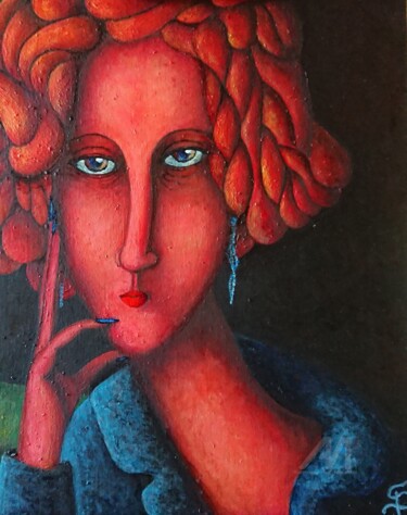 "Jeune Femme en Mant…" başlıklı Tablo Didier Suard tarafından, Orijinal sanat, Petrol