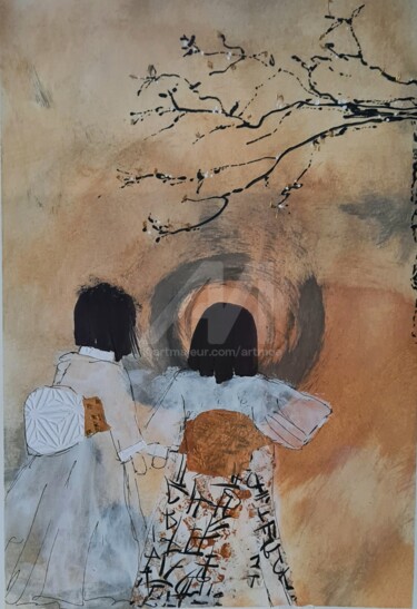 Malerei mit dem Titel "2025 Japan 1" von Art Moé, Original-Kunstwerk, Tinte