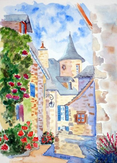 Peinture intitulée "ruelle de Salers" par Nadege Frazié, Œuvre d'art originale