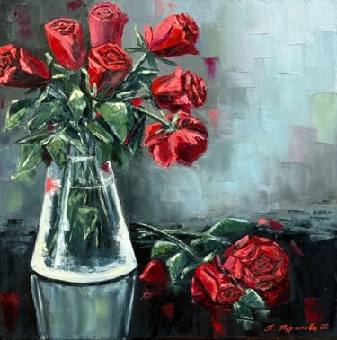 Pintura titulada "Just roses (Просто…" por Tat Ana Turanova, Obra de arte original, Oleo Montado en Bastidor de camilla de m…
