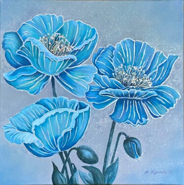 Pintura titulada "Marshmallow poppies…" por Tat Ana Turanova, Obra de arte original, Oleo Montado en Bastidor de camilla de…