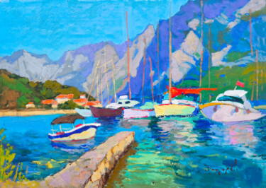 Painting titled "Between Waves and R…" by Alexander Shandor, Original Artwork, Oil Mounted on Wood Stretcher frame