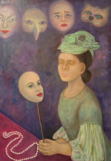Painting titled "Трансформация женщи…" by Olga Laskavaya, Original Artwork, Oil Mounted on Wood Stretcher frame