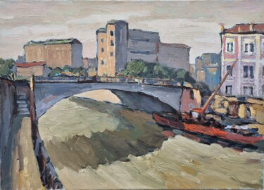 "Ремонт набережной" başlıklı Tablo Анатолий Гончаренко tarafından, Orijinal sanat, Petrol Ahşap Sedye çerçevesi üzerine mont…