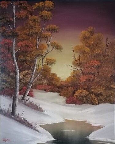 "Automne doré" başlıklı Tablo Myle (Aktaz) tarafından, Orijinal sanat, Petrol Ahşap Sedye çerçevesi üzerine monte edilmiş