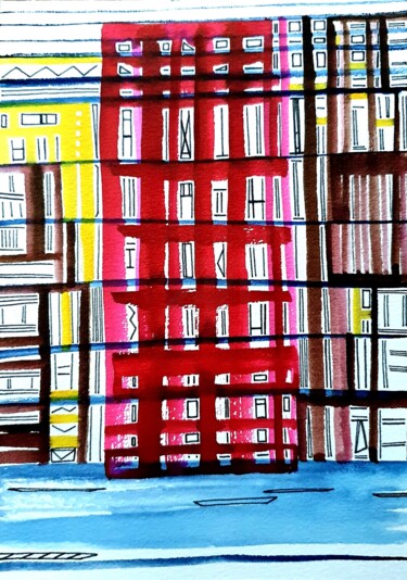 "Häuser" başlıklı Tablo Anne Goldhahn tarafından, Orijinal sanat, Suluboya